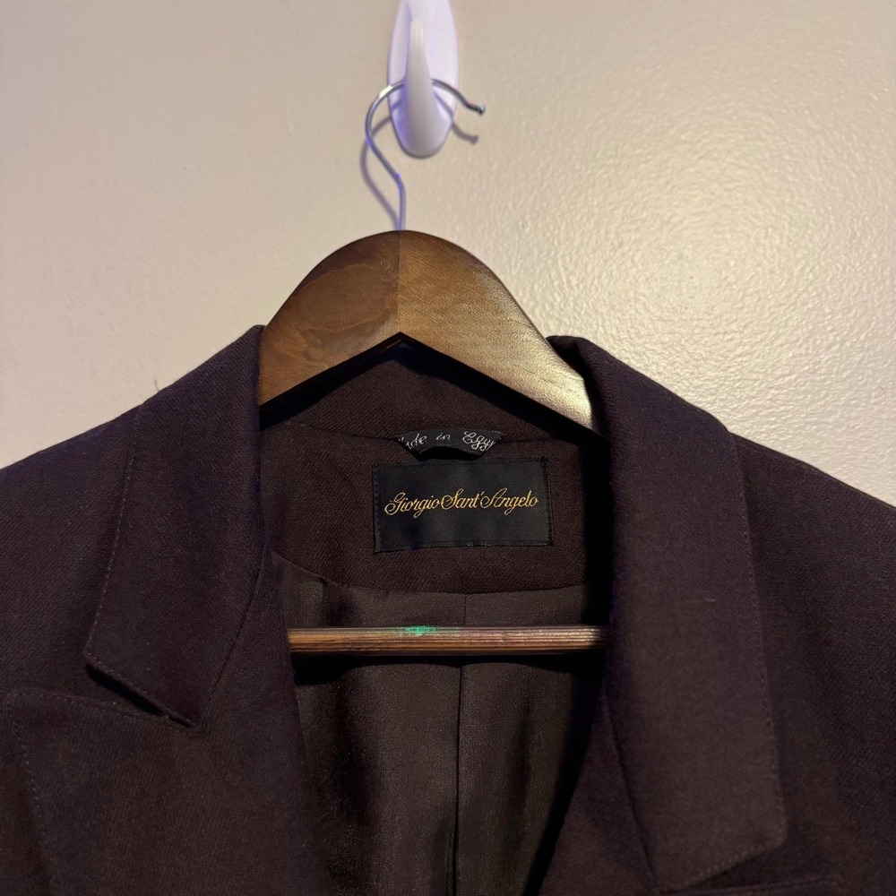 Vintage Giorgio Sant Angelo Blazer 100% Pure Wool Chocolate Brown
